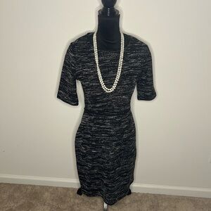 Banana Republic Black Marled Midi Sheath Dress